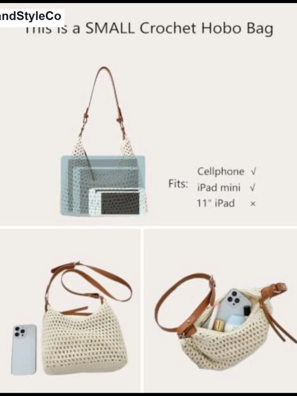 Handwoven Cotton Crochet String Bag Summer Beach Shoulder Bag